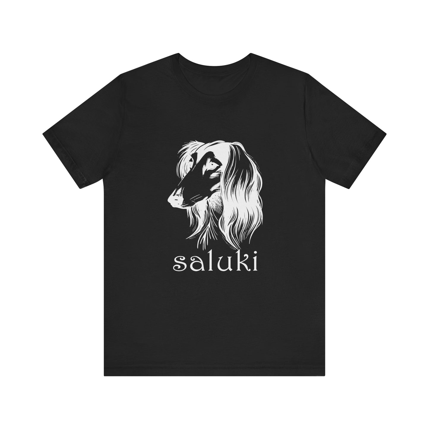Unisex Jersey Short Sleeve Tee featuring a Saluki dog breed head study portrait - Style 2