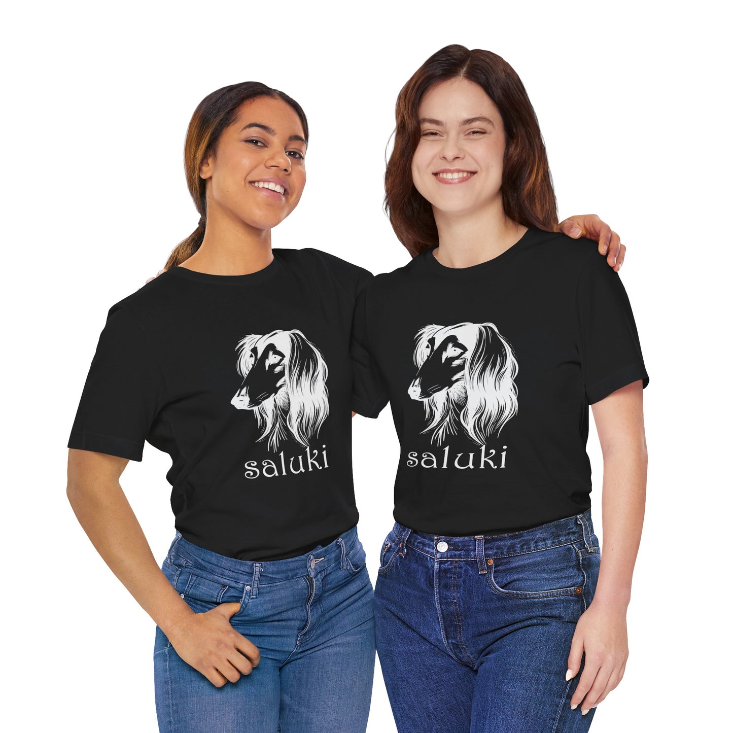 Unisex Jersey Short Sleeve Tee featuring a Saluki dog breed head study portrait - Style 2