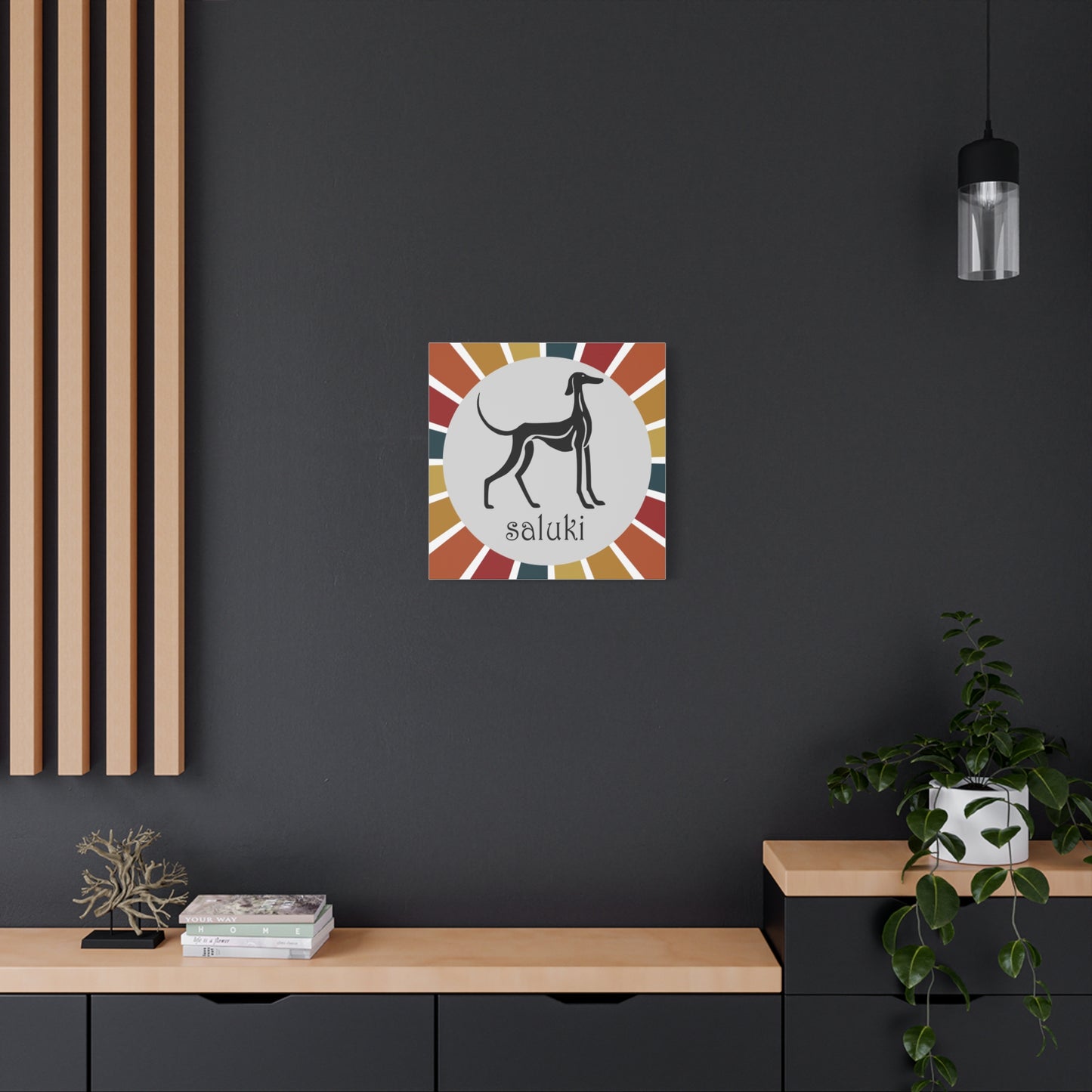 SALUKI ART IN A STYLISTIC ART STYLE - Featuring a Smooth Coat Saluki - on a Matte Canvas, Stretched, 1.25"