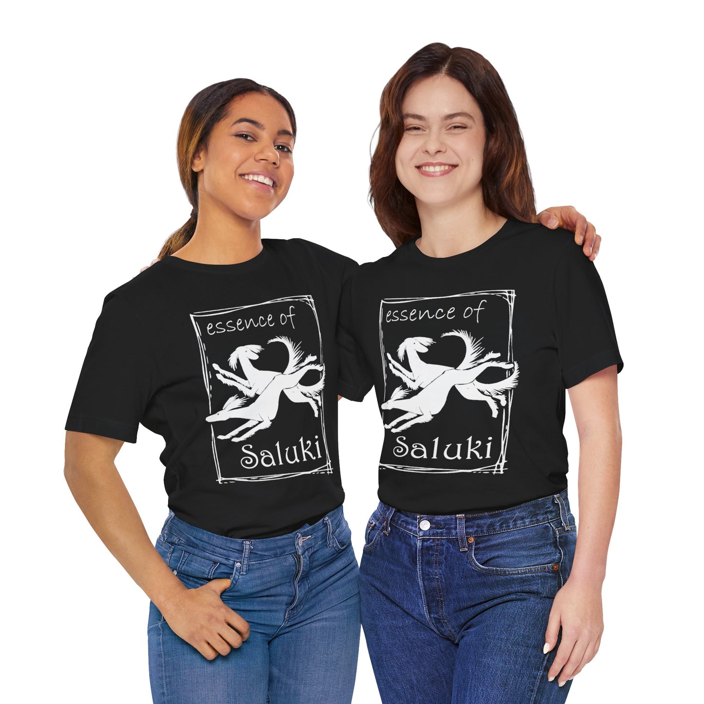 Unisex Jersey Short Sleeve Tee featuring the Saluki dog breed in full flight.