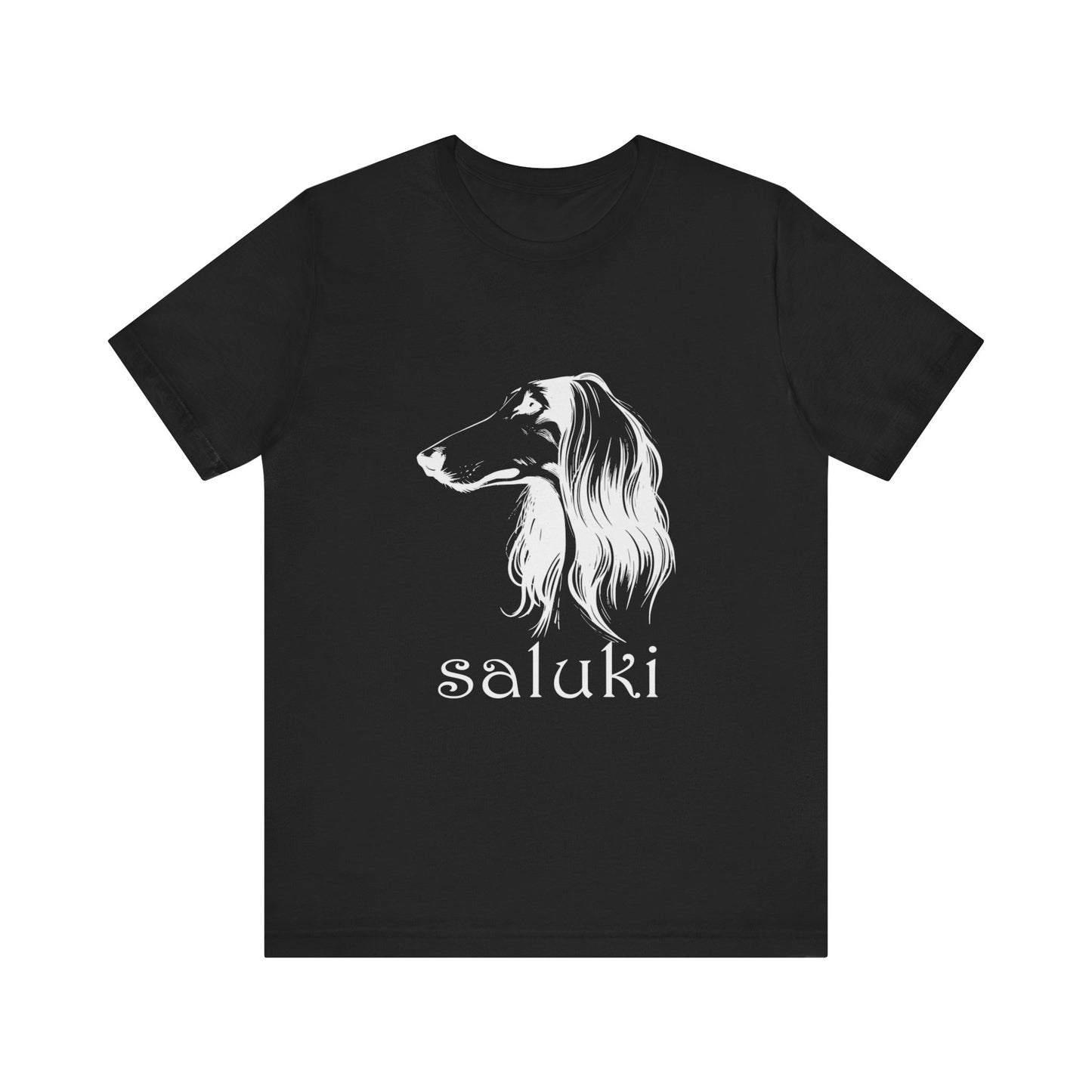Unisex Jersey Short Sleeve Tee featuring a Saluki dog breed head study portrait - Style 1