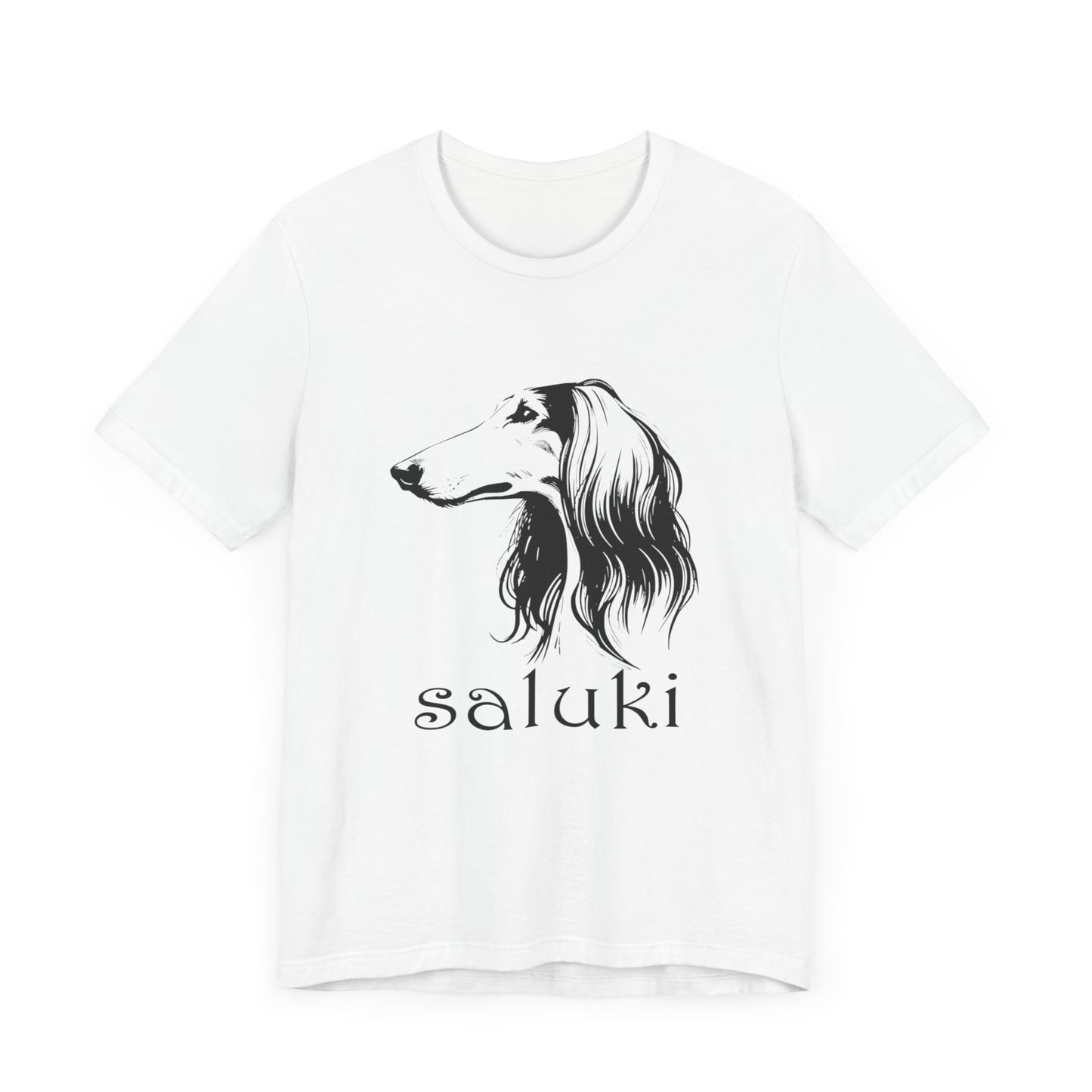 Unisex Jersey Short Sleeve Tee featuring a Saluki dog breed head study portrait - Style 1 White
