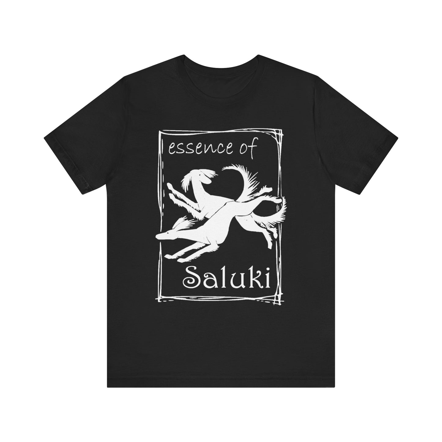 Unisex Jersey Short Sleeve Tee featuring the Saluki dog breed in full flight.