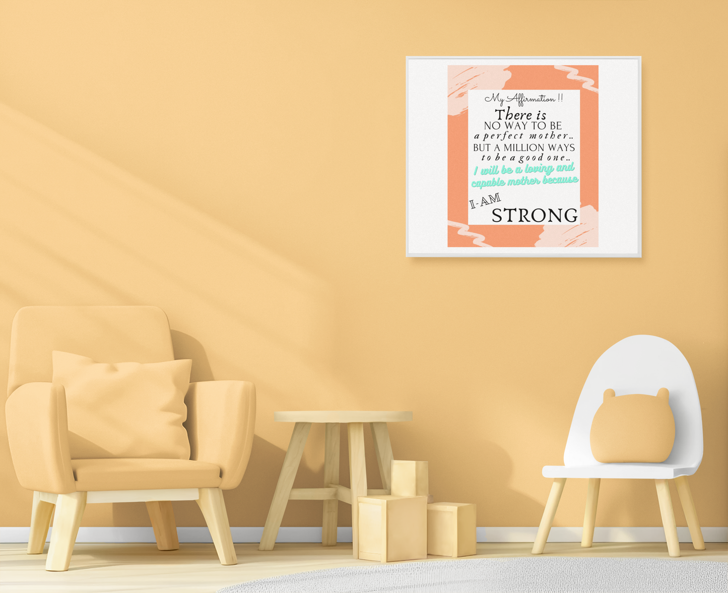 BEING A MOTHER AFFIRMATION 1 - QUIRKY UNIQUE WALL ART featuring a positive affirmation about it being OK to be a good mother and not a great mother.