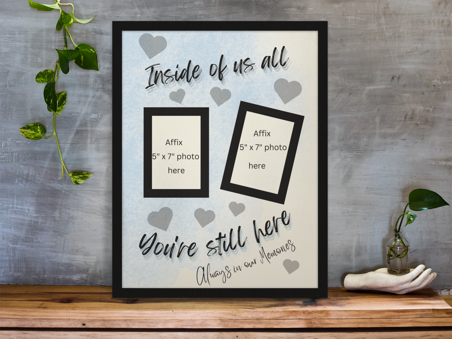 MEMORY of a LOVED ONE - QUIRKY UNIQUE WALL ART in blue tones, featuring heartfelt words of love to remember them always.