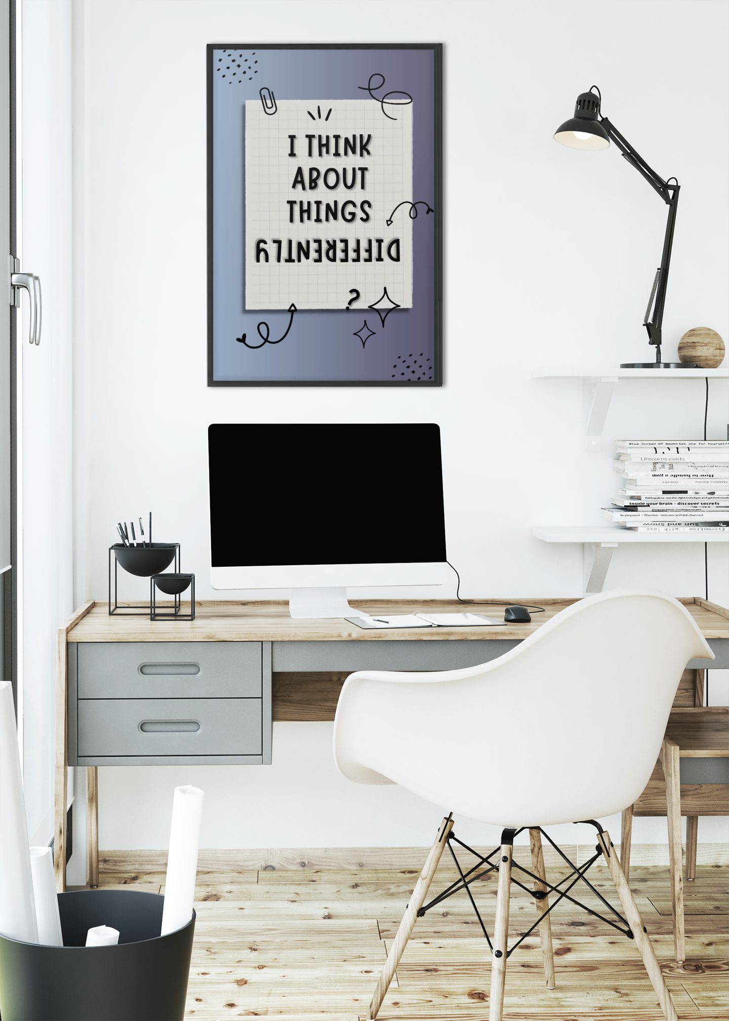 BEING DIFFERENT - QUIRKY, UNIQUE WALL ART - A Poster in BLUE tones about you!