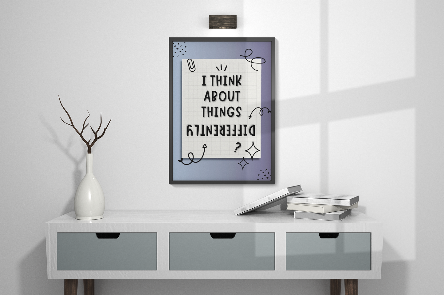 BEING DIFFERENT - QUIRKY, UNIQUE WALL ART - A Poster in BLUE tones about you!