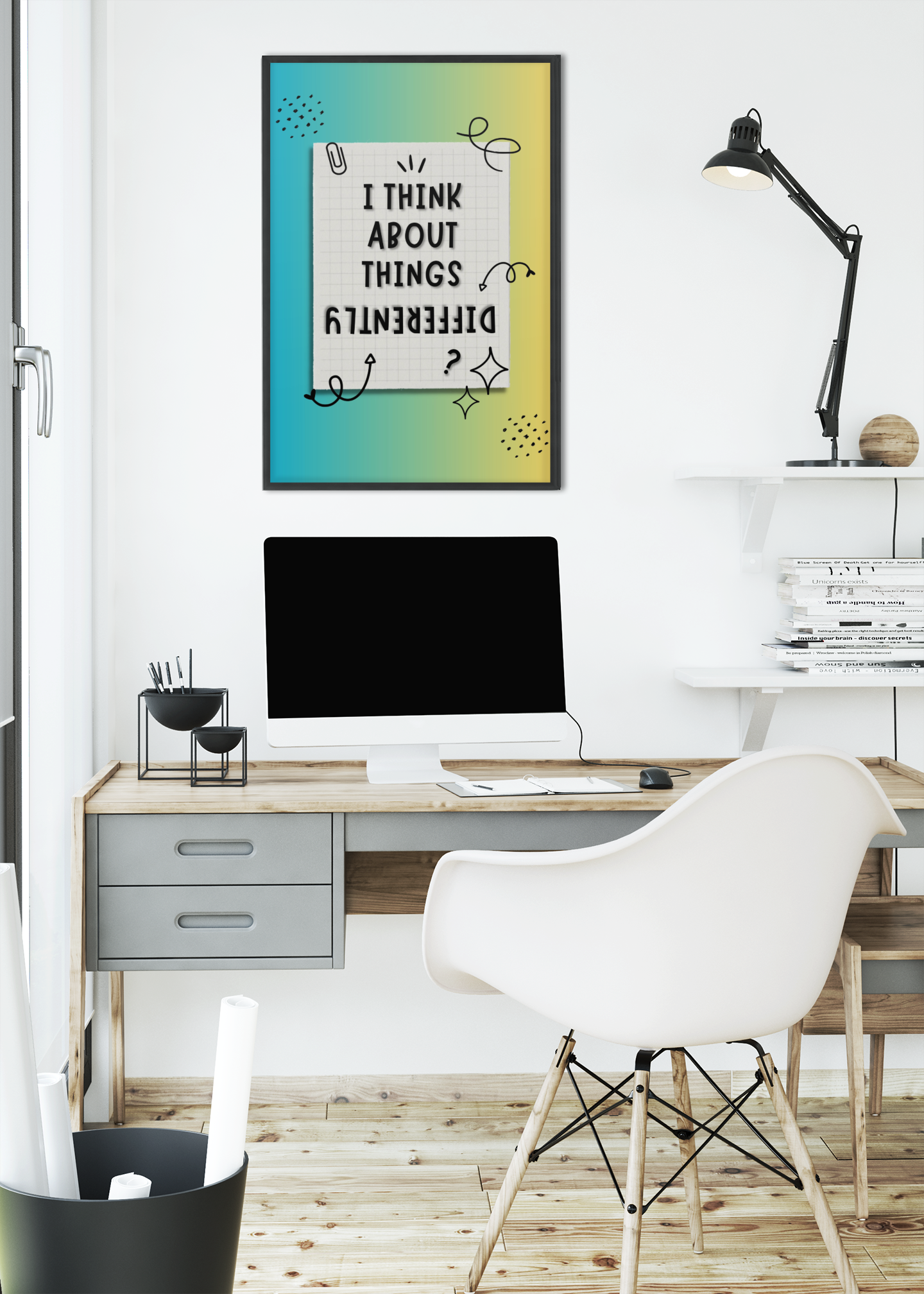 BEING DIFFERENT - QUIRKY, UNIQUE WALL ART - A Poster in TURQUIOSE to GOLD tones about you!