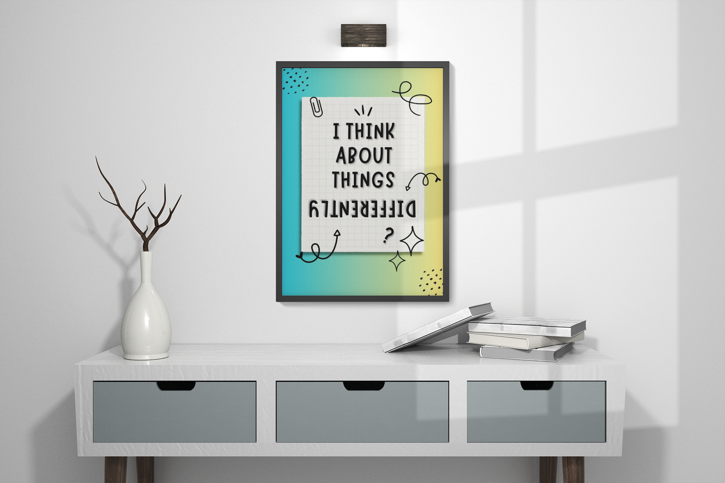 BEING DIFFERENT - QUIRKY, UNIQUE WALL ART - A Poster in TURQUIOSE to GOLD tones about you!
