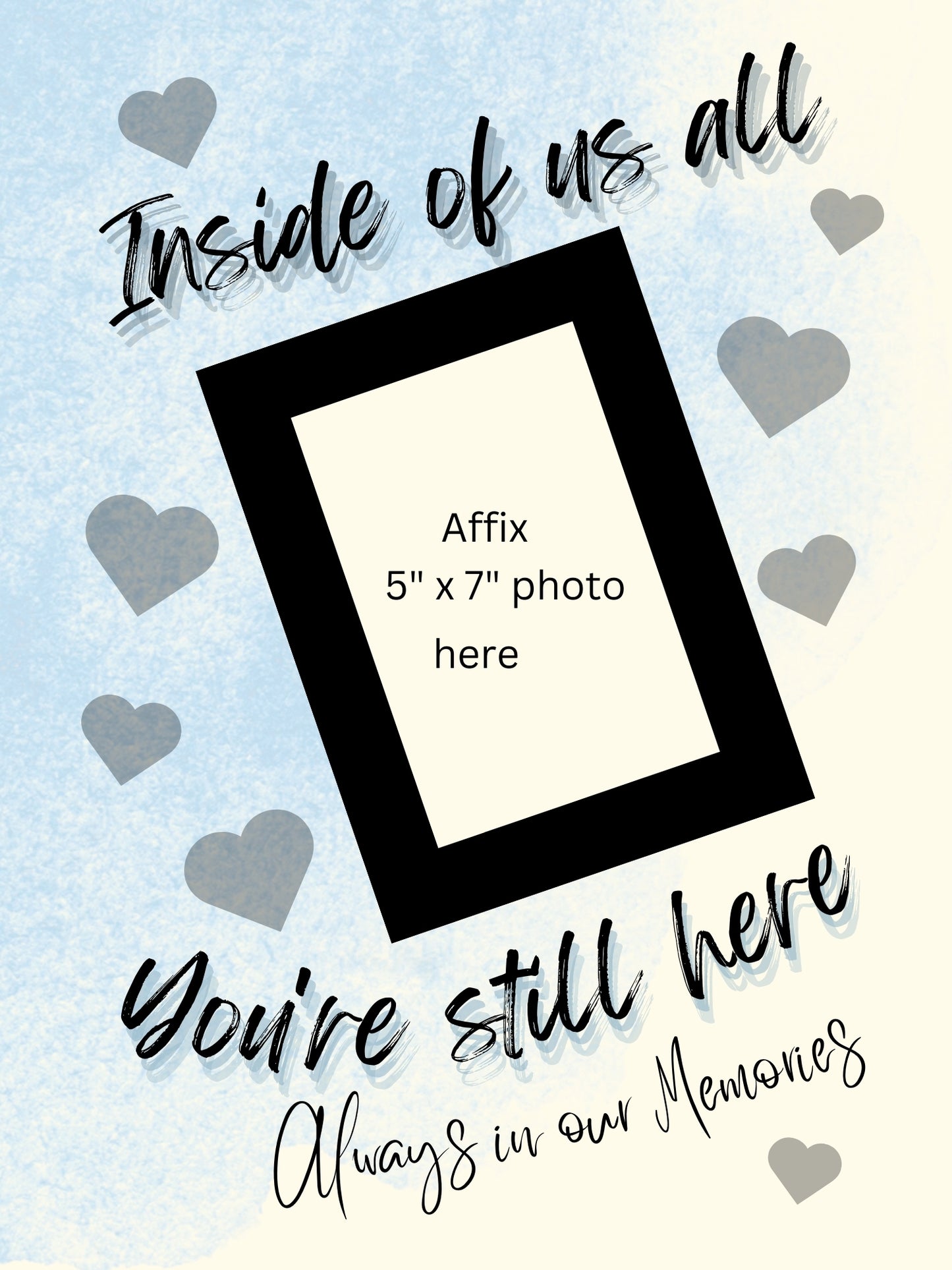 MEMORY of a LOVED ONE - QUIRKY UNIQUE WALL ART in blue tones, featuring heartfelt words of love to remember them always.