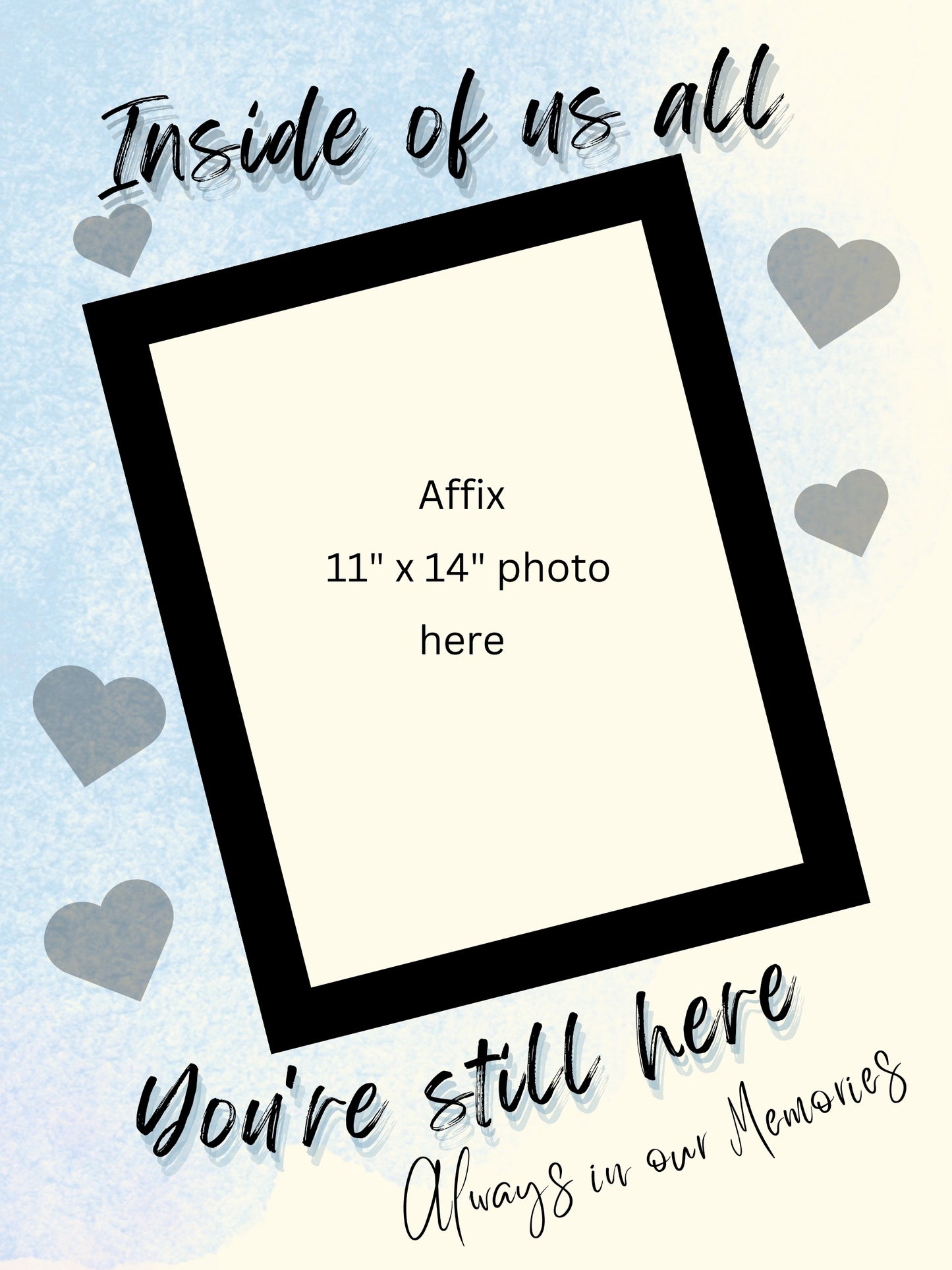 MEMORY of a LOVED ONE - QUIRKY UNIQUE WALL ART in blue tones, featuring heartfelt words of love to remember them always.