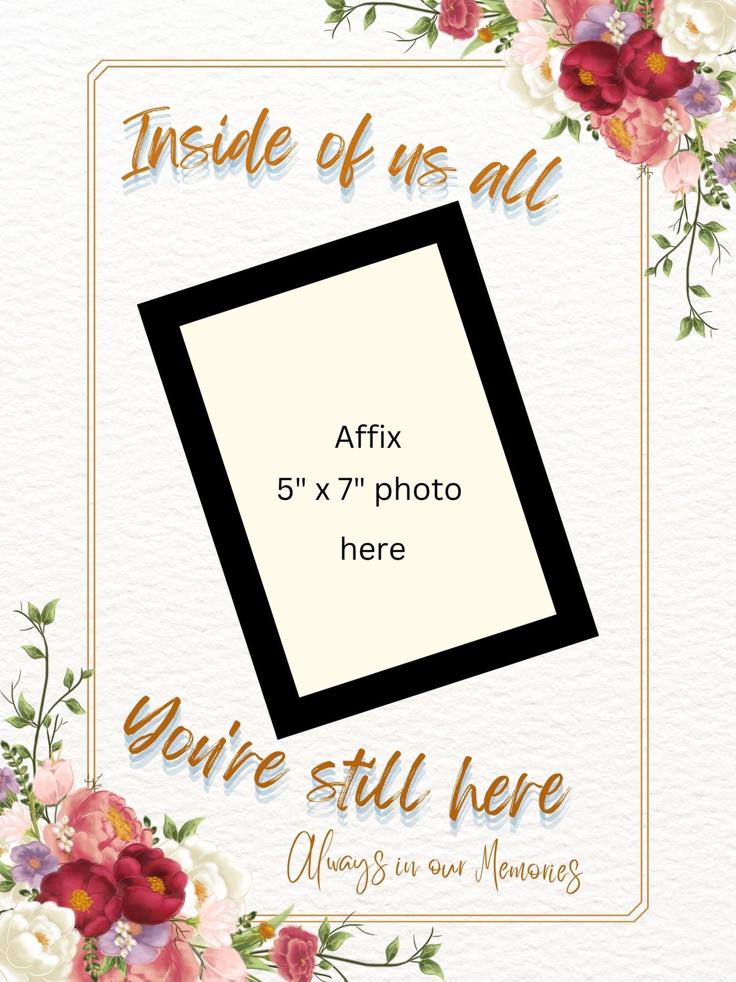 MEMORY of a LOVED ONE - QUIRKY UNIQUE WALL ART with a FLOWER theme, featuring heartfelt words of love to remember them always.