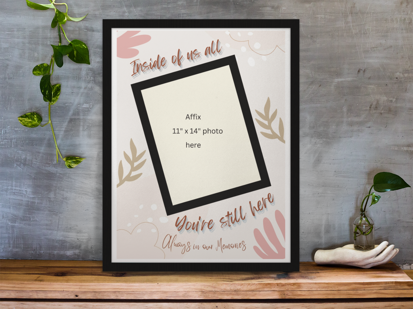 MEMORY of a LOVED ONE - QUIRKY UNIQUE WALL ART with a LEAFY theme, featuring heartfelt words of love to remember them always.
