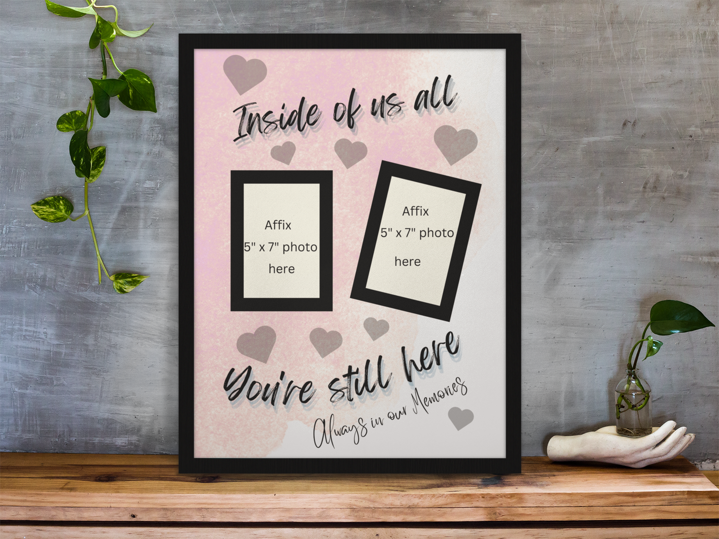 MEMORY of a LOVED ONE - QUIRKY UNIQUE WALL ART in PINK tones, featuring heartfelt words of love to remember them always.