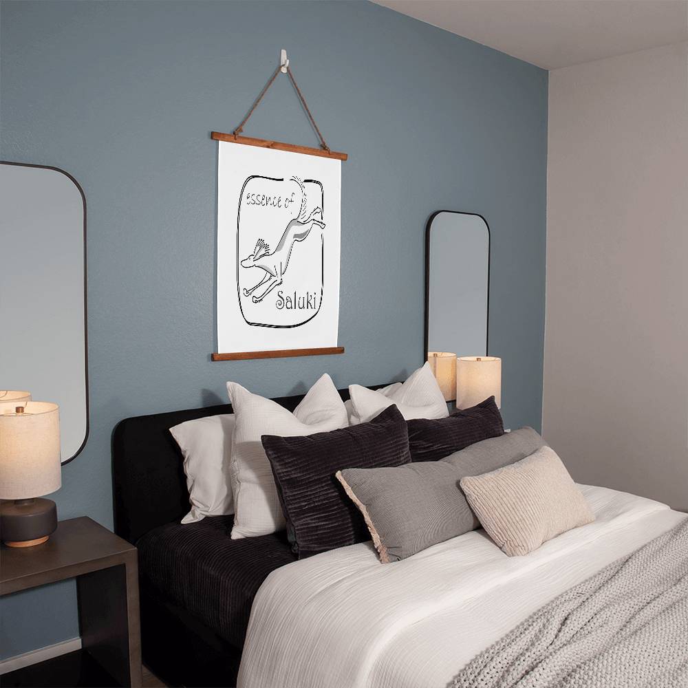 SALUKIS in FLIGHT - A large tapestry capturing the Essence of a Saluki on the run - IN A HAND DRAWN ART STYLE