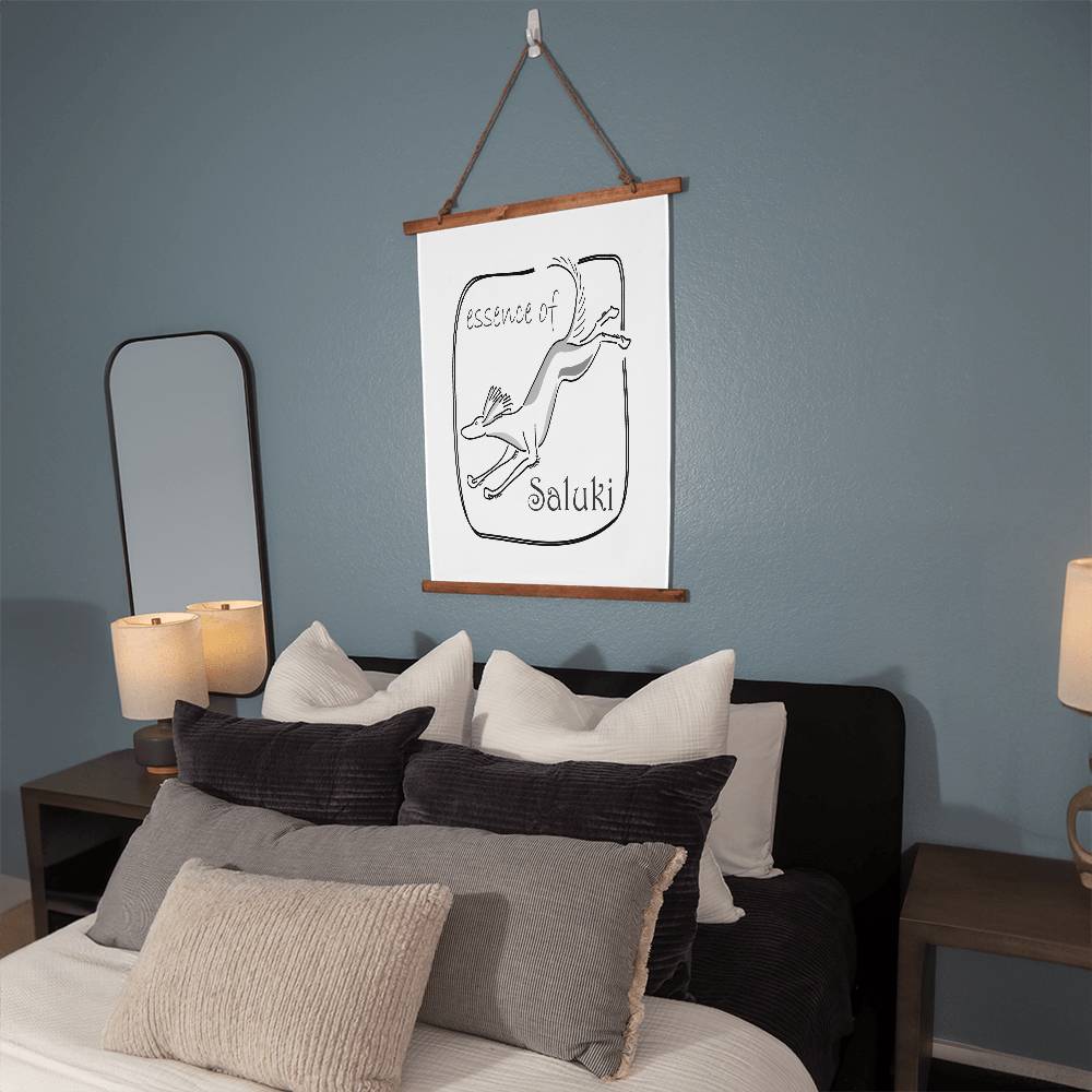 SALUKIS in FLIGHT - A large tapestry capturing the Essence of a Saluki on the run - IN A HAND DRAWN ART STYLE