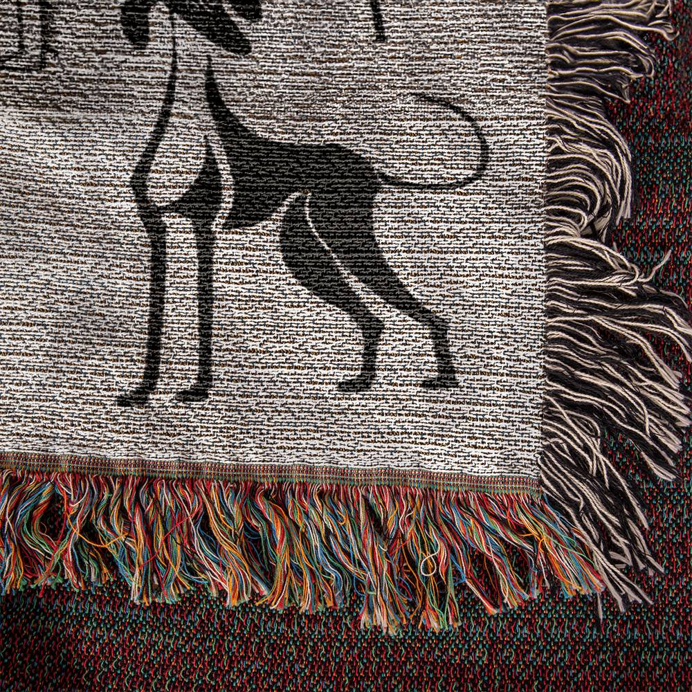 SALUKI ART MOTIF - Style 2 - Featured on this Heirloom Woven Blanket - a perfect warmer for a dedicated Saluki owner or admirer.