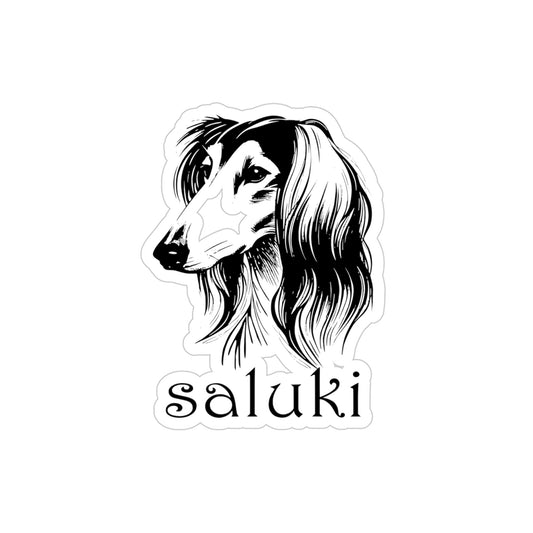 SALUKI DOG VINYL DECAL STICKER - Style 2 - Indoor / Outdoor - Wall - Laptop - Fridge- Window - Car Decal - Bumper (1 Piece).