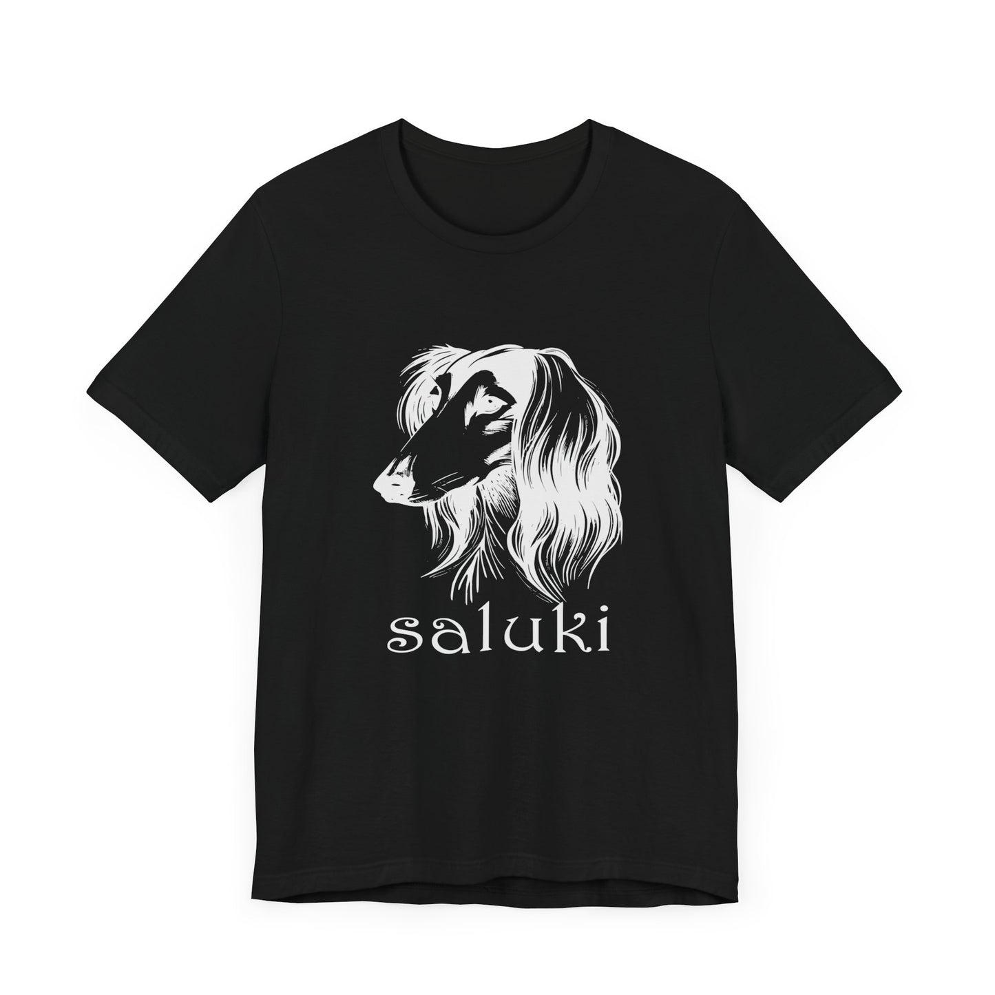 Unisex Jersey Short Sleeve Tee featuring a Saluki dog breed head study portrait - Style 2