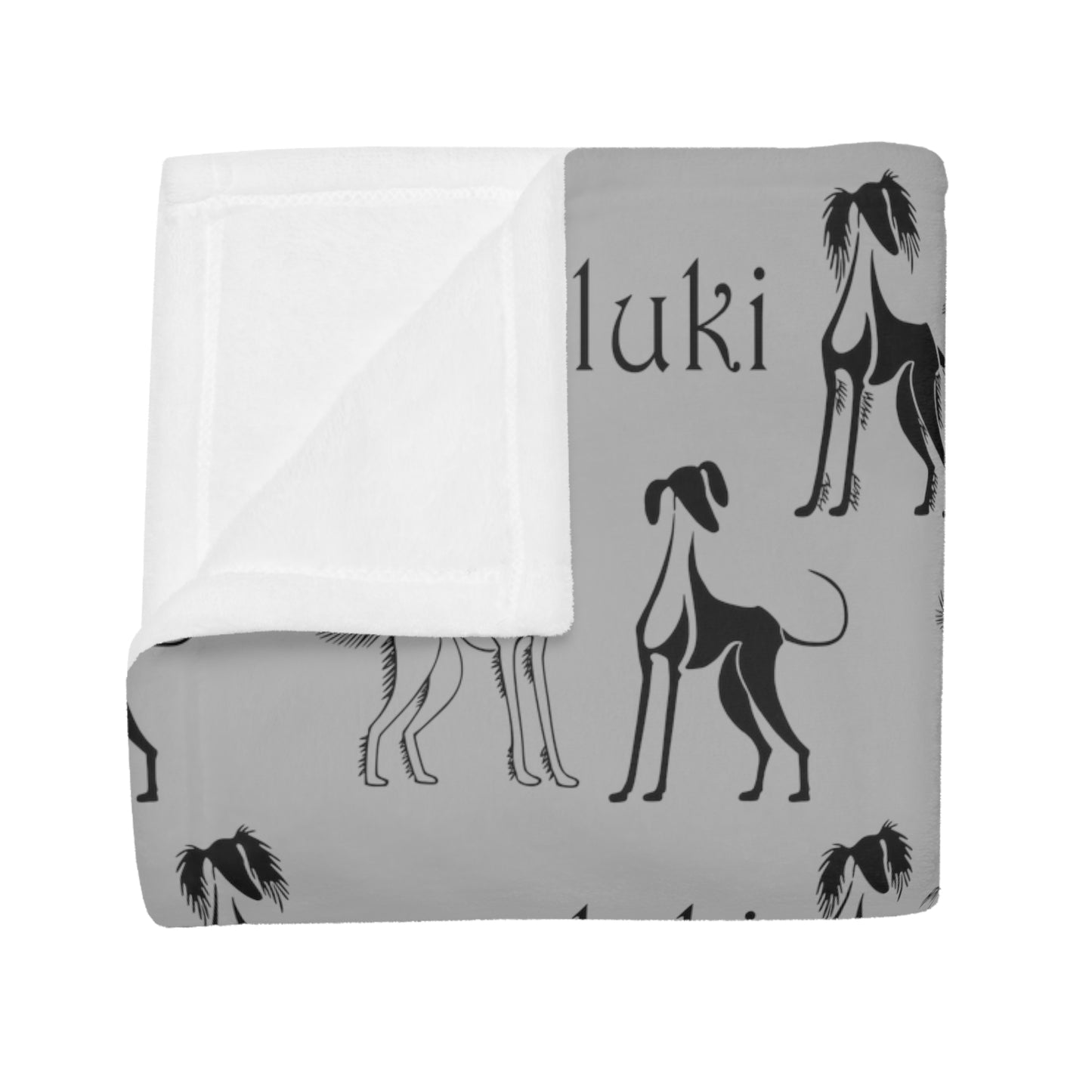SALUKI Plush Fleece BLANKET 2 - Saluki Art Motif - Style 2 - a perfect warmer.