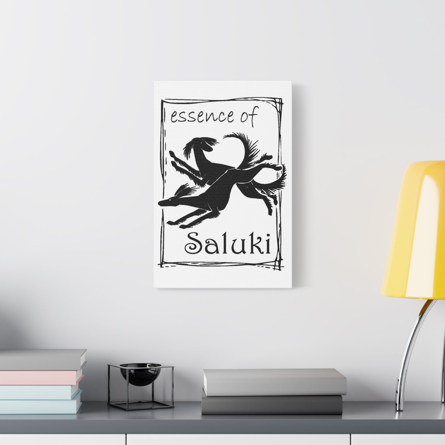 SALUKI ART IN DISTRESSED ART STYLE on a Matte Canvas, Stretched, 1.25"