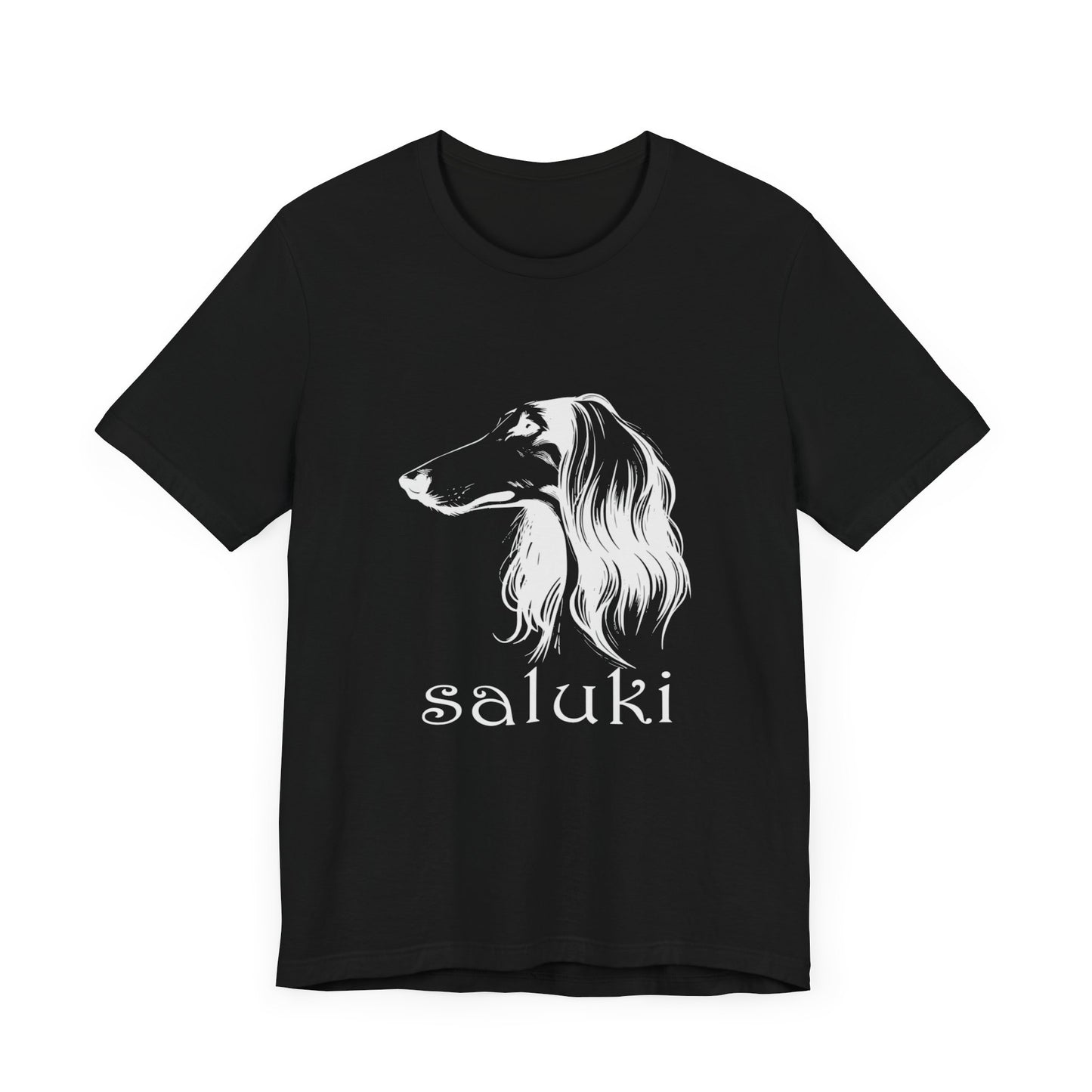 Unisex Jersey Short Sleeve Tee featuring a Saluki dog breed head study portrait - Style 1