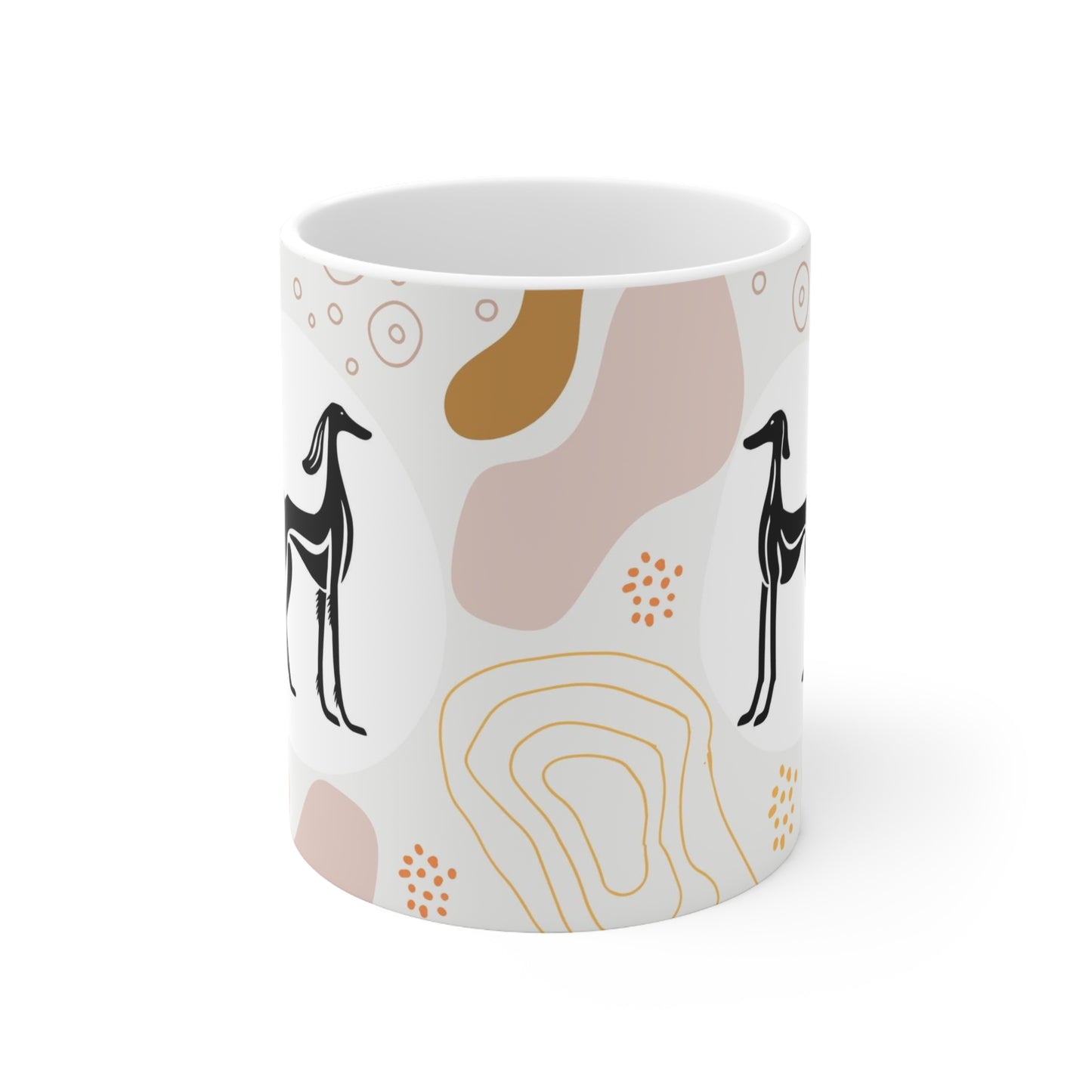 SALUKI ART IN STYLISTIC ART STYLE on an 11 oz Ceramic Coffee Cup