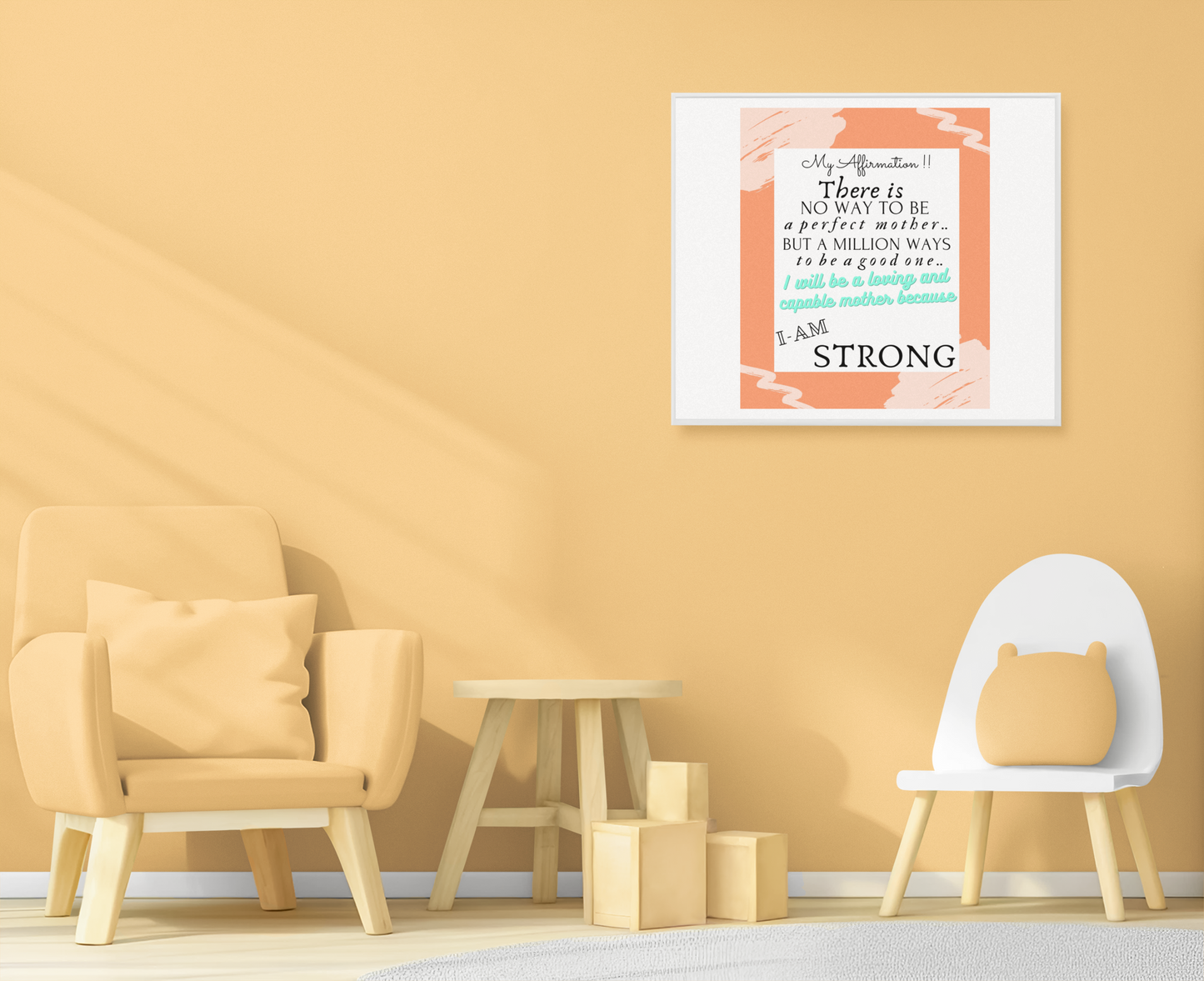 BEING A MOTHER AFFIRMATIONS BUNDLE - QUIRKY UNIQUE WALL ART featuring a positive affirmation about it being OK to be a good mother and not a great mother.