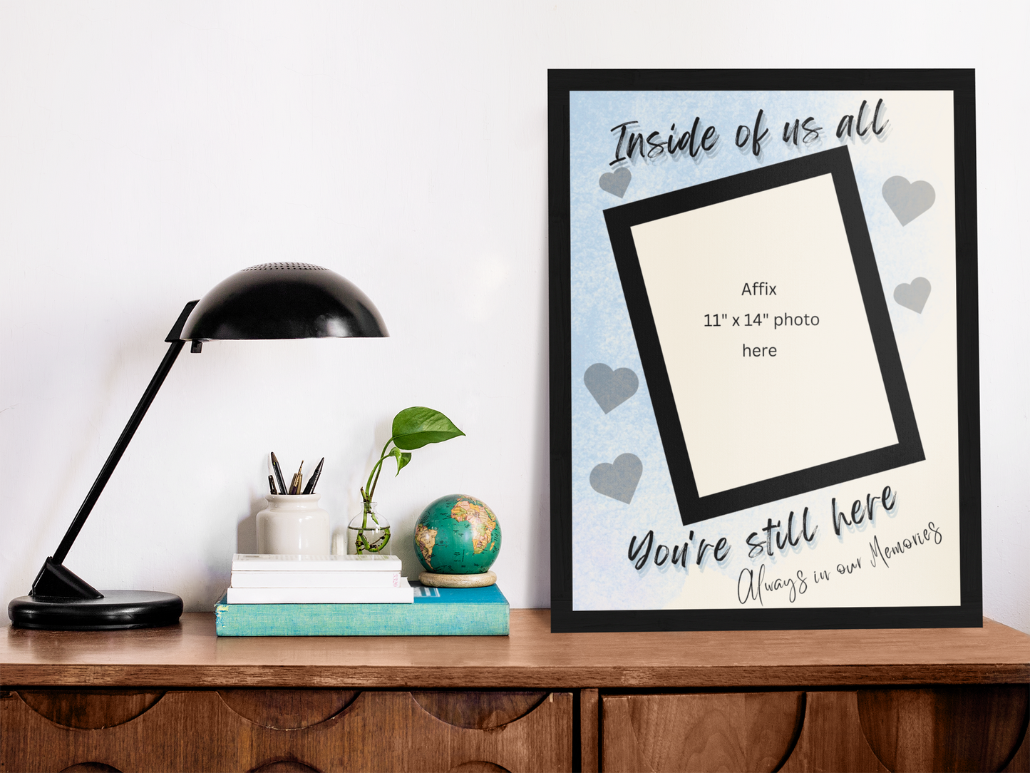 MEMORY of a LOVED ONE - QUIRKY UNIQUE WALL ART in blue tones, featuring heartfelt words of love to remember them always.