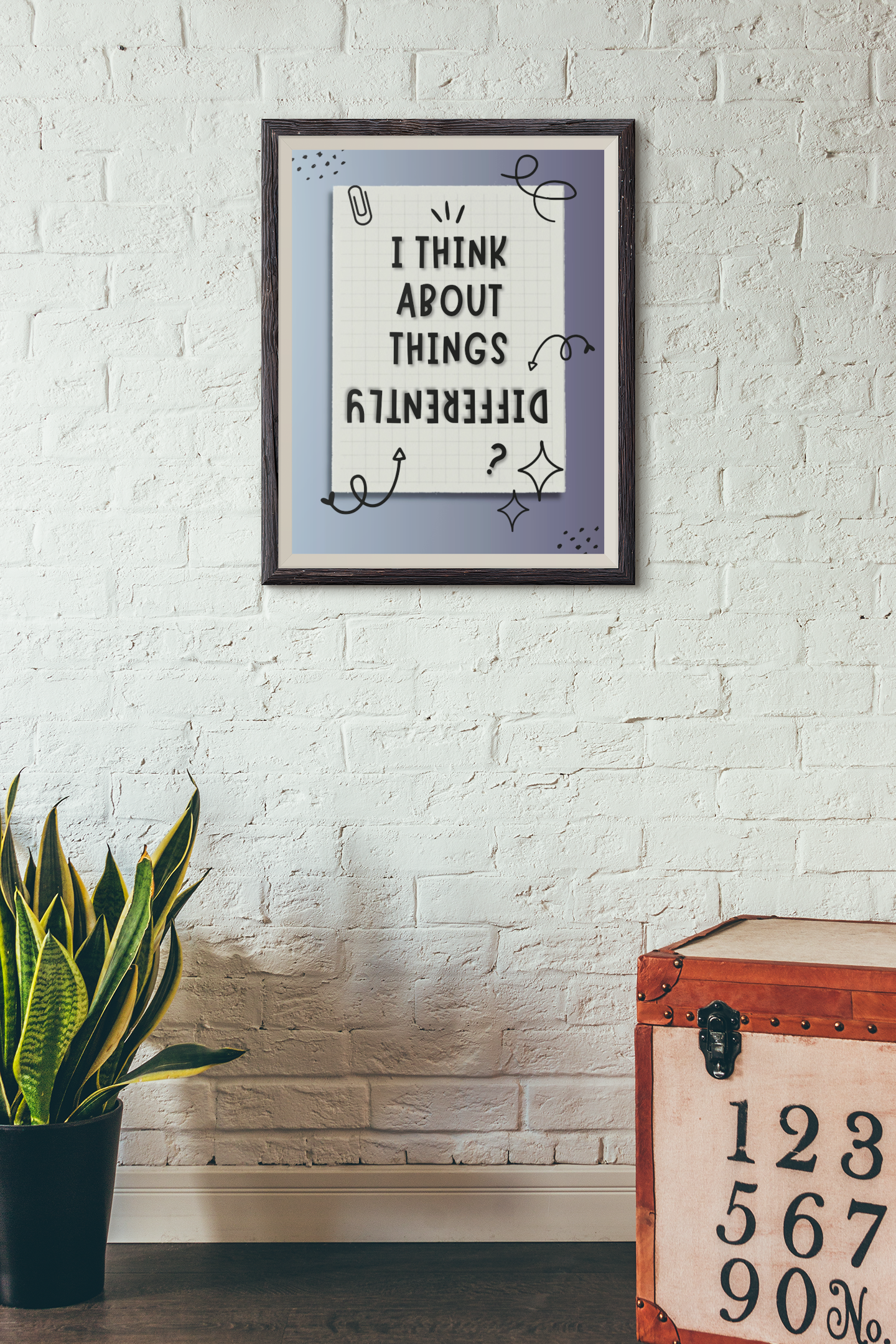 BEING DIFFERENT - QUIRKY, UNIQUE WALL ART - A Poster in BLUE tones about you!