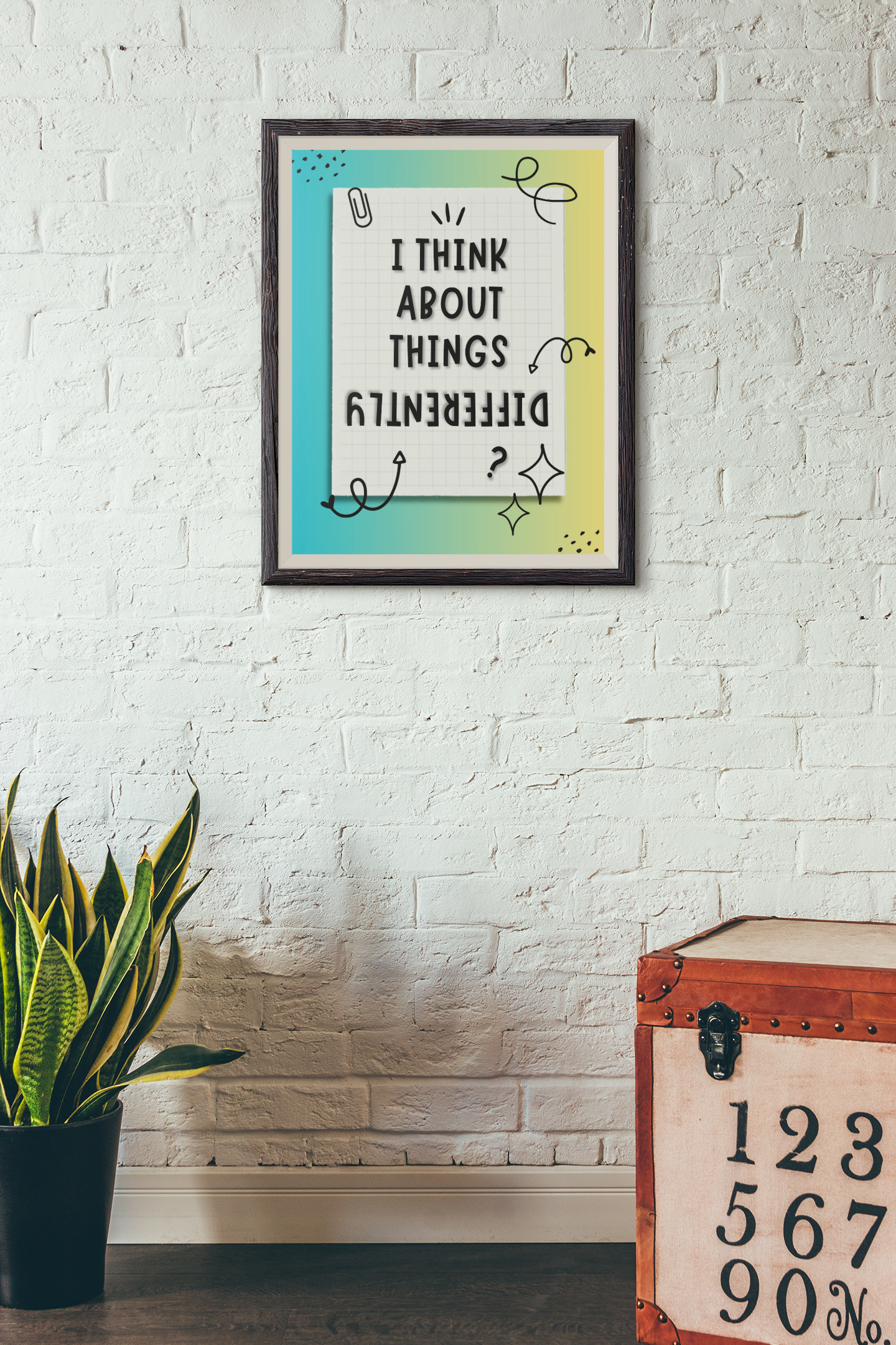 BEING DIFFERENT - QUIRKY, UNIQUE WALL ART - A Poster in TURQUIOSE to GOLD tones about you!