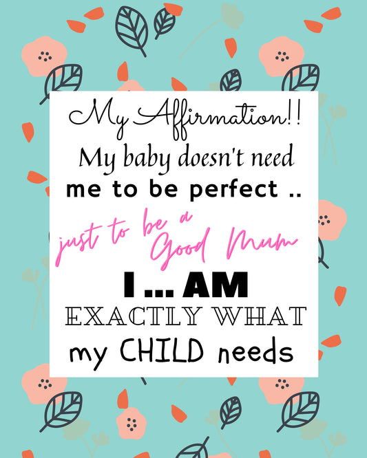 BEING A MOTHER AFFIRMATION 2 - QUIRKY UNIQUE WALL ART featuring a positive affirmation about it being OK to be a good mother and not a great mother.
