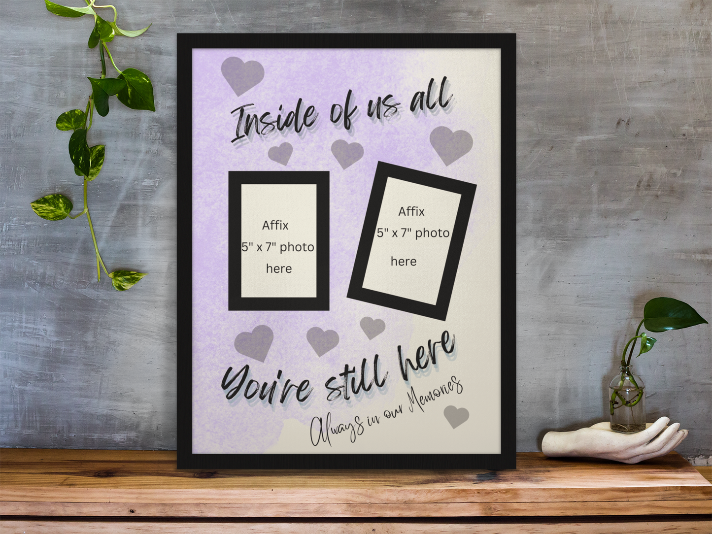 MEMORY of a LOVED ONE - QUIRKY UNIQUE WALL ART in PURPLE tones, featuring heartfelt words of love to remember them always.