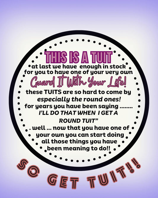 THE ROUND TUIT - QUIRKY UNIQUE WALL ART featuring a positive and humorous affirmation in tones of MAUVE.