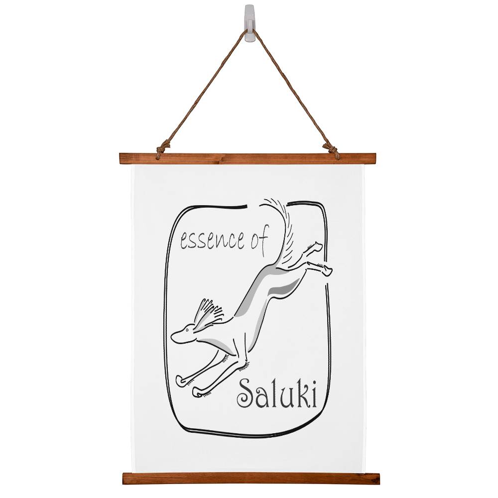 SALUKIS in FLIGHT - A large tapestry capturing the Essence of a Saluki on the run - IN A HAND DRAWN ART STYLE